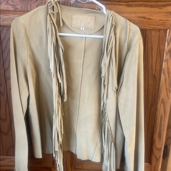 Tasha Polizzi Beige suede Jacket with Fringe SZ Med - Picture 4 of 9